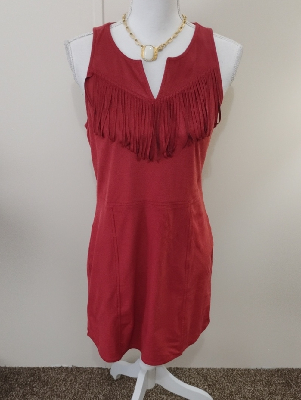 Express Rust color  Fringe Sleeveless Mini Dress